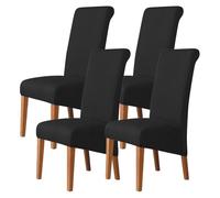 WYLEBER Waterproof Chair Covers for Dining Room Set of 2/4/6,Stretch Washable High-Back Kitchen Chair Slipcovers,Chair Protectors Cover for Home Dining Room Banquet,Easy Install(Black,4Pcs)