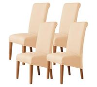 WYLEBER Waterproof Chair Covers for Dining Room Set of 2/4/6,Stretch Washable High-Back Kitchen Chair Slipcovers,Chair Protectors Cover for Home Dining Room Banquet,Easy Install(Beige Yellow,4Pcs)