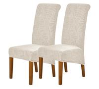 WYLEBER Waterproof Chair Covers for Dining Room,Stretch Modern High-Back Dining Chair Covers Set of 2/4/6,Machine Washable,for Home Kitchen Restaurant Banquet(Beige Yellow,2Pcs)