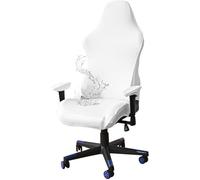 WYLEBER Waterproof Gaming Chair Covers,Stretch Game Computer Office Desk Chair Seat Slipcovers Protector,Rotating Armchair Covers(white)
