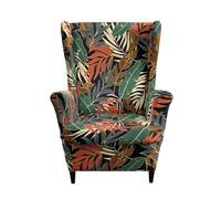 WYLEBER Wingback Chair Cover 2-Piece,Stretch Modern Printed Washable Wing Chair Slipcovers,Wingback Armchair Covers with Elastic Bottom for Living Room Bedroom,Four Seasons(B)
