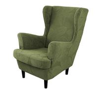 WYLEBER Wingback Chair Covers,Solid Color Wing Chair Slipcover with T-Cushion Cover,Stretch Non-Slip Wingback Armchair Slipcovers For Living Dining Room Wing Chair Home Decoration(Olive Green)