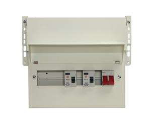 Wylex FALNMRS7SSLHIA 7 Way High Integrity Meter Cabinet + 100A Main Switch, 2x80A 30mA Type A RCD