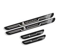 WYLFAFA 4 Pcs Door Sill Protector for Peugeot 206 308 307 207 208 3008 407 508, Stainless Steel Scuff Plate Threshold Bar Anti-Scratch Step Guard Pedal Trim Cover,D/Black Titanium Brushed