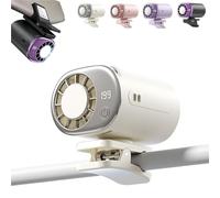 WYLFYJP Car Clip On Air Conditioner Fan With LED Display - 360° Rotation, 199 Speeds Adjustable, 16℃ Semi-Cooling Wide Clamp Detachable, USB Rechargeable(White)