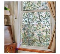 WYLFYJP Window Privacy Film, Green Vines Leaves Stained Glass Window Film Non-Adhesive Static Clings Window Film Decals Anti-Collision Suncatcher Window Film For Glass Window Decor