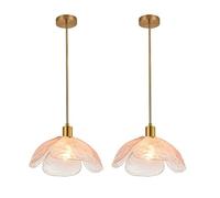 Wylolik 1 Pack/2 Packs Colorful Handmade Glass Pendant Light Fixtures Mid-Century Petal Shape Hanging Lights Creative Retro Chandelier Flower Glass Pendant Ceiling Lighting For Bedroom Living Room