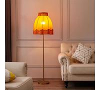 Wylolik Light Luxury Retro Floor Lamp Tassel Fabric Shade Standing Lamps Eye-Care Reading Table Lamp Rustproof Metal Vertical Lamp Indoor Pole Light for Bedroom, Living Room, Study Room Or Offices