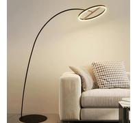 Wylolik Modern Acrylic Arc Floor Lamp, Adjustable Shade Angle & Acrylic Ring Shade, 3-Color Dimmble 30W LED Standing Lamp, 75 in Tall Metal Black Standing Light for Living Room Bedroom Study Room