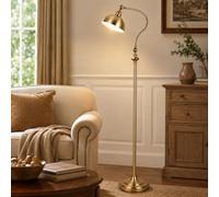 Wylolik Rustic Retro Floor Lamp, Gold Antique Brass Floor Light with Foot Switch, Angle-Adjustable LED Reading Lamp, Standing Corner Floor Lights for Living Room, Bedroom, Restaurant and Study