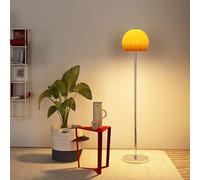 Wylolik Translucent Glass, Light Orange, Round Floor Lamp, Galvanized Iron Modern Stand Lamp, Classic Nordic Vertical Lamp, E27 Base, Floor Floor Lights for Living Room and Dining Room