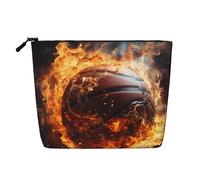 WYLXIN Basketball On Fire And Water Flame Splashing Fake Hemp Makeup Bag. Environmentally Friendly And Durable, Simple Design, Easy To Store Your Beauty Essentials.