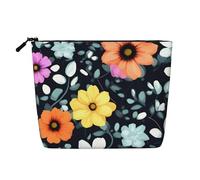 WYLXIN Beautiful Colourful Flowers Fake Hemp Makeup Bag. Environmentally Friendly And Durable, Simple Design, Easy To Store Your Beauty Essentials., Black, One Size