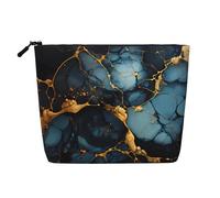 WYLXIN Black Gold Marbled Fake Hemp Makeup Bag. Environmentally Friendly And Durable, Simple Design, Easy To Store Your Beauty Essentials., Black, One Size