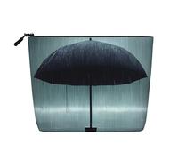 WYLXIN Black Umbrella In The Rain Fake Hemp Makeup Bag. Environmentally Friendly And Durable, Simple Design, Easy To Store Your Beauty Essentials., Black, One Size