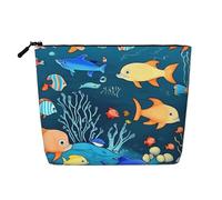 WYLXIN Blue Underwater World Of Fish Fake Hemp Makeup Bag. Environmentally Friendly And Durable, Simple Design, Easy To Store Your Beauty Essentials., Black, One Size