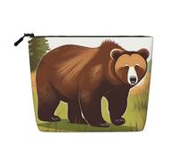 WYLXIN Brown Bear Walking Fake Hemp Makeup Bag. Environmentally Friendly And Durable, Simple Design, Easy To Store Your Beauty Essentials., Black, One Size