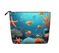 WYLXIN Coral Fish Underwater Fake Hemp Makeup Bag. Environmentally Friendly And Durable, Simple Design, Easy To Store Your Beauty Essentials., Black, One Size