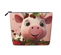 WYLXIN Cows And Strawberries Fake Hemp Makeup Bag. Environmentally Friendly And Durable, Simple Design, Easy To Store Your Beauty Essentials., Black, One Size
