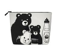 WYLXIN Cute Milk Bottle Bear Fake Hemp Makeup Bag. Environmentally Friendly And Durable, Simple Design, Easy To Store Your Beauty Essentials., Black, One Size