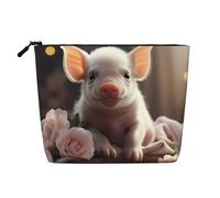 WYLXIN Cute Young Pig Fake Hemp Makeup Bag. Environmentally Friendly And Durable, Simple Design, Easy To Store Your Beauty Essentials., Black, One Size