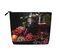 WYLXIN Grapes And Wine Fake Hemp Makeup Bag. Environmentally Friendly And Durable, Simple Design, Easy To Store Your Beauty Essentials., Black, One Size