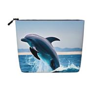 WYLXIN Jumping Up Dolphins Fake Hemp Makeup Bag. Environmentally Friendly And Durable, Simple Design, Easy To Store Your Beauty Essentials., Black, One Size