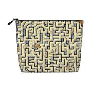 WYLXIN Labyrinth Treasure Map Fake Hemp Makeup Bag. Environmentally Friendly And Durable, Simple Design, Easy To Store Your Beauty Essentials., Black, One Size