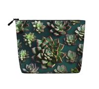 WYLXIN Many Succulents Fake Hemp Makeup Bag. Environmentally Friendly And Durable, Simple Design, Easy To Store Your Beauty Essentials., Black, One Size