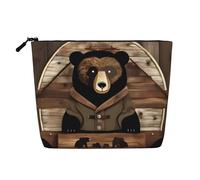 WYLXIN Rustic Lodge Bear Fake Hemp Makeup Bag. Environmentally Friendly And Durable, Simple Design, Easy To Store Your Beauty Essentials., Black, One Size