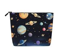 WYLXIN Saturn Jupiter Earth Fake Hemp Makeup Bag. Environmentally Friendly And Durable, Simple Design, Easy To Store Your Beauty Essentials., Black, One Size