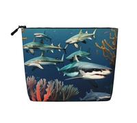 WYLXIN Sharks Under The Sea Fake Hemp Makeup Bag. Environmentally Friendly And Durable, Simple Design, Easy To Store Your Beauty Essentials., Black, One Size