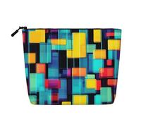 WYLXIN Square Geometry Diagram Fake Hemp Makeup Bag. Environmentally Friendly And Durable, Simple Design, Easy To Store Your Beauty Essentials., Black, One Size