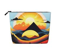 WYLXIN Sunrise Mountain Fake Hemp Makeup Bag. Environmentally Friendly And Durable, Simple Design, Easy To Store Your Beauty Essentials., Black, One Size