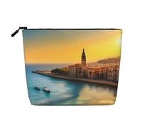 WYLXIN Sunset In Barcelona Fake Hemp Makeup Bag. Environmentally Friendly And Durable, Simple Design, Easy To Store Your Beauty Essentials., Black, One Size