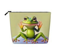 WYLXIN The Funny Frog Doing Yoga Fake Hemp Makeup Bag. Environmentally Friendly And Durable, Simple Design, Easy To Store Your Beauty Essentials., Black, One Size