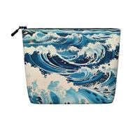 WYLXIN Ukiyo-E Style Waves Fake Hemp Makeup Bag. Environmentally Friendly And Durable, Simple Design, Easy To Store Your Beauty Essentials.