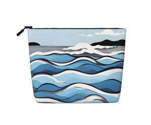 WYLXIN Waves Lapping At The Rocks Fake Hemp Makeup Bag. Environmentally Friendly And Durable, Simple Design, Easy To Store Your Beauty Essentials., Black, One Size