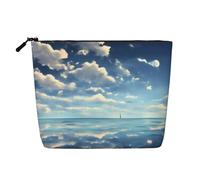 WYLXIN White Clouds Over The Sea Fake Hemp Makeup Bag. Environmentally Friendly And Durable, Simple Design, Easy To Store Your Beauty Essentials.
