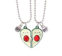 WYLZLKX 2Pcs Friendship Avocado Heart Pendant Chain Friendship Avocado Necklaces for Best Friend Pendant Jewelry.Green