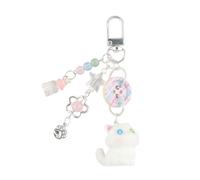 WYLZLKX Cartoon Cat Pendant Keychain Adorable Plaids Button Bag Accessory Student Bag Charm for Daily Use and School Life Fashion Keychain