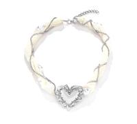 WYLZLKX Elegant Pearls Mesh Chain Necklace Adjustable French Styles Choker for Women Simple Fashion Neck Jewelry.Silver