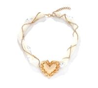 WYLZLKX Elegant Pearls Mesh Chain Necklace Adjustable French Styles Choker for Women Simple Fashion Neck Jewelry.Gold