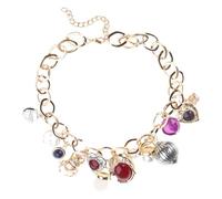 WYLZLKX Elegant Statement Necklace Gold Blue Beads Vintage Styles for Women with Charm and Gemstones Daily Use.Color