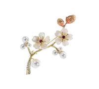 WYLZLKX Elegant Vintage Plums Blossom Shell Brooch Pin with Pearls Chinese Inspired Jewelry Accessory Decoration For Scarves Brooch Pin