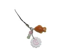 WYLZLKX Fish Cake Keychain with Heart Beads Camera Strap Fashion Key Accessory Resin Texture for Backpack and Photography Beads Pendant