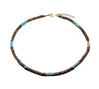 WYLZLKX Retro Necklace Creative Trendy Neck Jewelry Made From Brown Coconuts Shell Wood Beads Natural Stone Pendant.Mint Blue