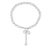 WYLZLKX Simple European Styles Single Layer Imitation Pearls Necklace with Geometric Alloy Pendant.White
