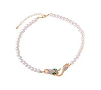 WYLZLKX Snake Choker Necklace Black Silver Zircon Cuban Link Chain Accessory.Pearl