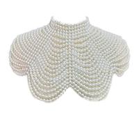 WYLZLKX Women Pearl Shawl Necklaces Body Chain Sexy Beaded Collar Shoulder Pearl Bra Sweater Chain Wedding Dress Body Jewelry